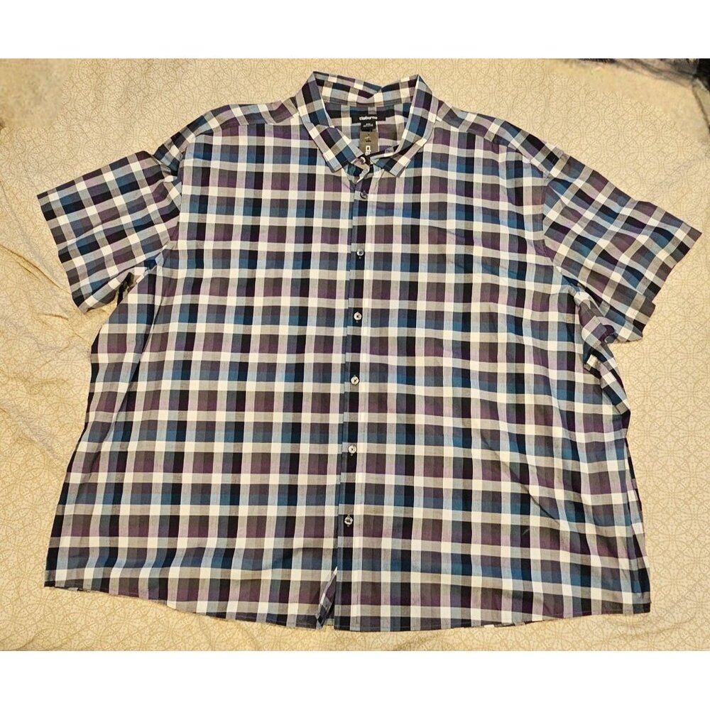 Claiborne NWT Men's Short Sleeve Button Down Striped Shirt 5XL Big‎ & Tall